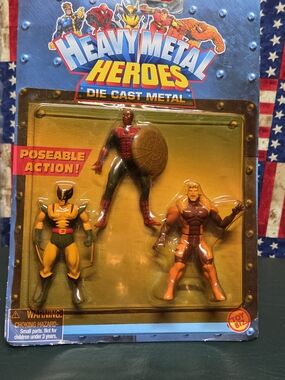 **Heavy Metal Heroes Die Cast Metal 3-Figure Set - Yellow, Red, Black**